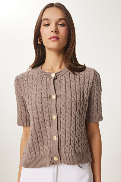 Lovelyİstanbul Ζακέτα με πλεκτό λαιμόκοψη με πλεκτά μαλλιά - VIZON LUS0047