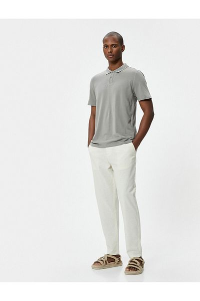 Koton Μπλουζάκι Polo Neck Slim Fit με κουμπιά και κοντό μανίκι