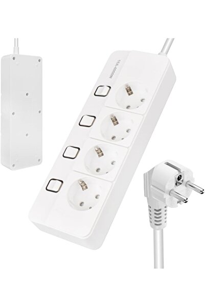 STOREMAX Akım Korumalı Priz, 4000 Watt 16 Amper, Dörtlü Çoklu Priz, Her Priz ...
