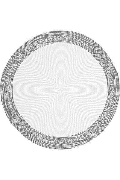 Cool Halı Luke 874 Beyaz Yuvarlak Halı Dekoratif Antre Halısı Mutfak Halısı Hasır Balkon Halısı Banyo Halısı