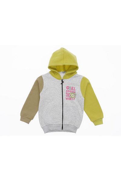 Atabay Kids Cardigan for Girls 3-7 Years - Hooded, Raster, Cmk 123-11-24