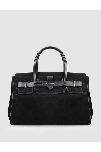 Cabani 100% Genuine Leather Black Suede Women's Shoulder Bag