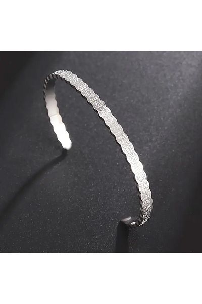 Happy Vibes Stainless Steel Patterned Kursi Written Bracelet