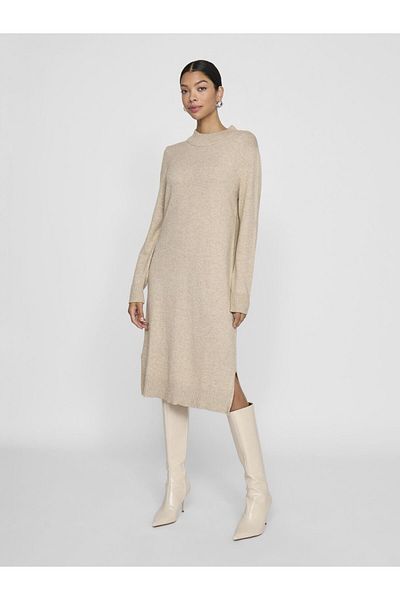 VILA Kleid in knielangem langärmeligem Rundhalsausschnitt