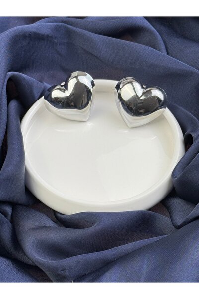 TRENDTAKI kalp küpe beyaz kaplama çelik 0060