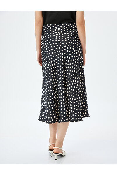 Koton Puantiye Desenli Midi Boy Kloş Viskon Etek