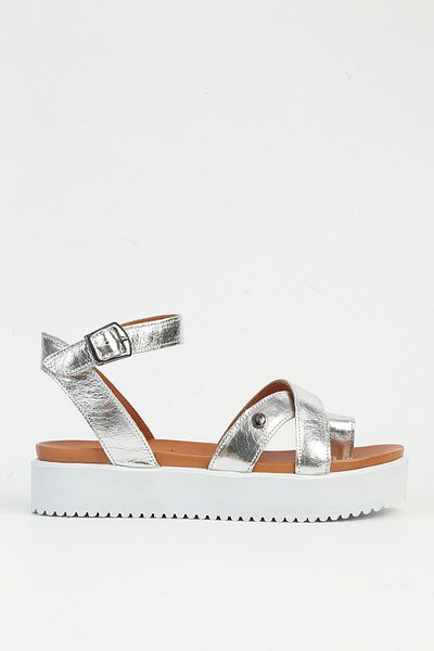 Pierre Cardin Pck-5004 Model Silver Women's Leather Sandals
