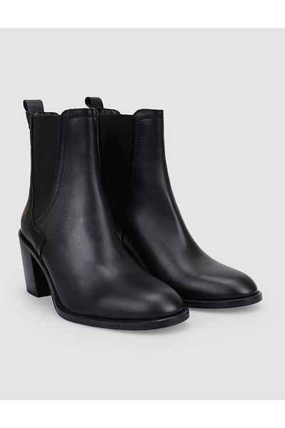Cabani 100% Genuine Leather Black Women's Heeled Boots