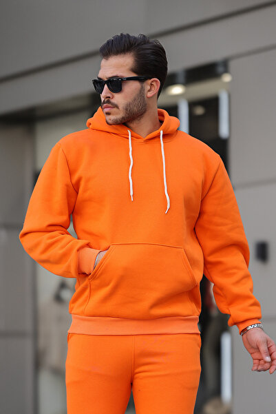 CMZ COLLECTİON Ανδρικό φούτερ με 3 κλωστές, τσέπη καγκουρό, oversize, με βαμβ...