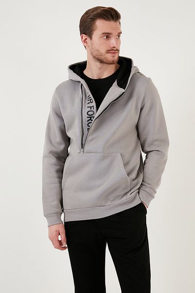Buratti Buzunar cangur Guler cu glugă cu fermoar Sweat Slim Fit Sweat pentru bărbați 575707