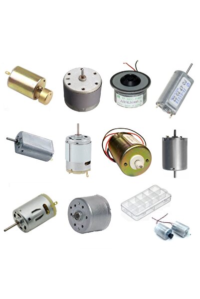 Genel Markalar Büyük Tip Elektrik DC Motor Deney Seti Kutulu - 10 Adet (Titreşim ve Oyuncak Motoru Hediyeli)