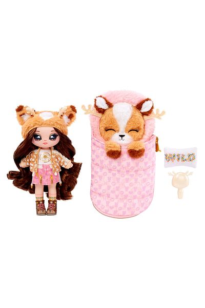 MGA Entertainment دمية التخييم مايرا وودز من Na Na Na Na Surprise | دمية أزياء مستوحاة من الغزلان مقاس 7.5 بوصة وكيس نوم