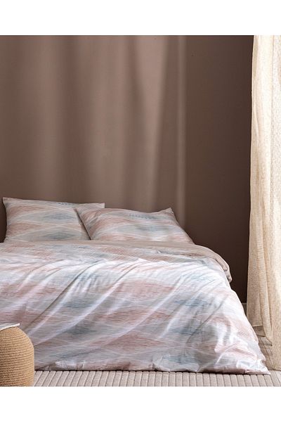 Madame Coco Faye King Size - 100% Cotton Ranforce Printed Beige Bedding Set