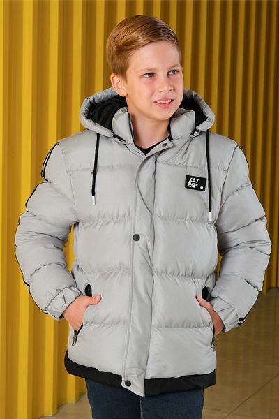 Zaziko Kids Boy's Detachable Hooded Sleeve Stripe Puffer Coat Km.0028-Z
