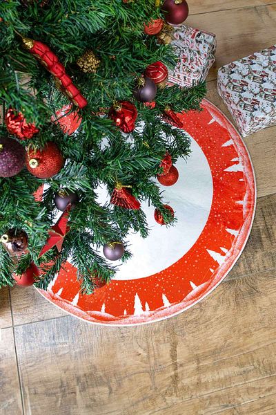 Aden Pine Tree Foot Carpet Cover, Christmas Tree Cover, Pine Pattern 100X100 cm Woven Base