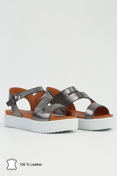 Pierre Cardin Γυναικεία δερμάτινα σανδάλια Platinum PCK-5003