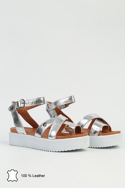 Pierre Cardin Pck-5004 Model Silver Women's Leather Sandals