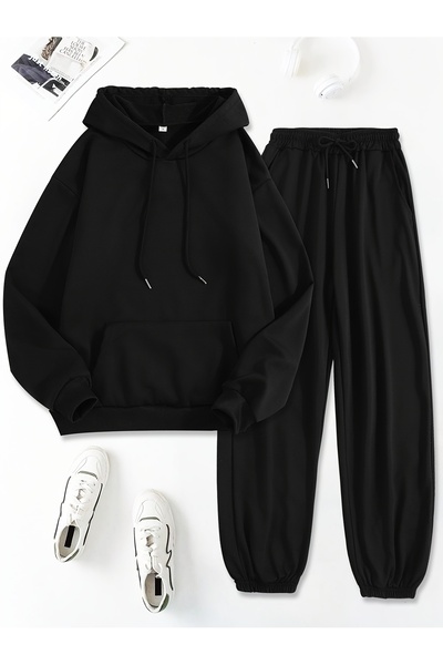 MODAVİBE Hooded 2 Thread Tracksuit Set - Oversize Kangaroo Pocket Winter
