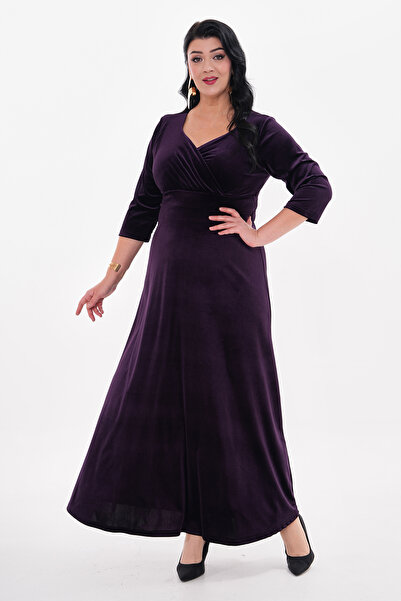 IŞILTI Rochie de seară mărime mare din catifea ES elastic IKRALI KRU decolteu...