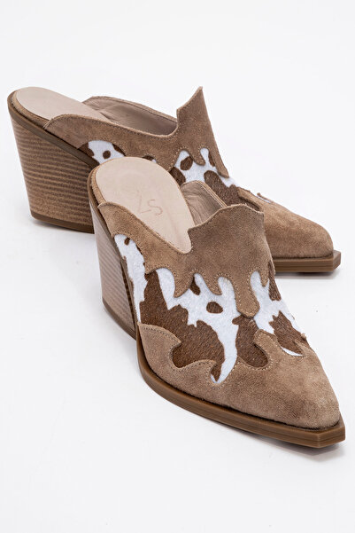 Zeynep Sıradağlı Valvent Kadın Hakiki Deri Western Terlik Vizon Süet-Tay