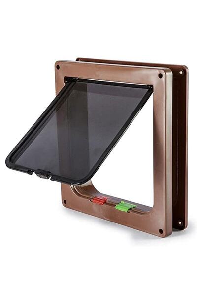 VET أبواب القطط المربعة باللون البني من Squarepurr قابلة للعكس وقفل بأربعة اتجاهات