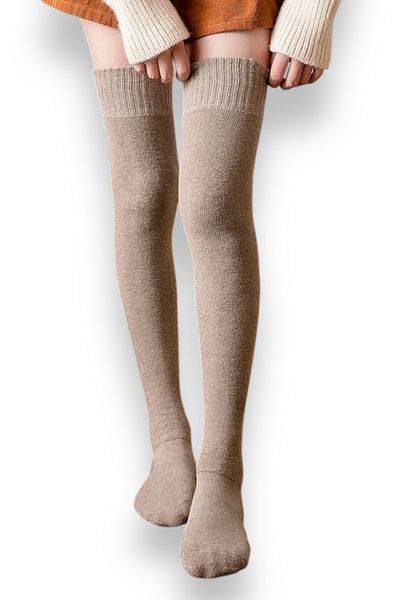 Nitesheys Iarnă Bej Lână Naturală Femei Sosete Ultra Lungi Peste Genunchi Leggings Cizme Ciorapi