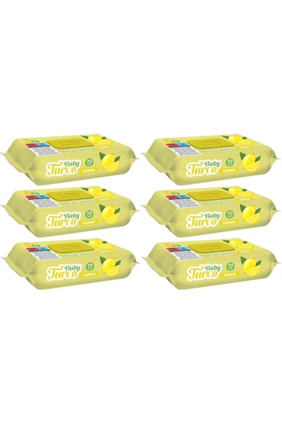 Baby Turco Wet Towel Wipes 70 Sheets Lemon Set of 6 with Plastic Cover (420 S...