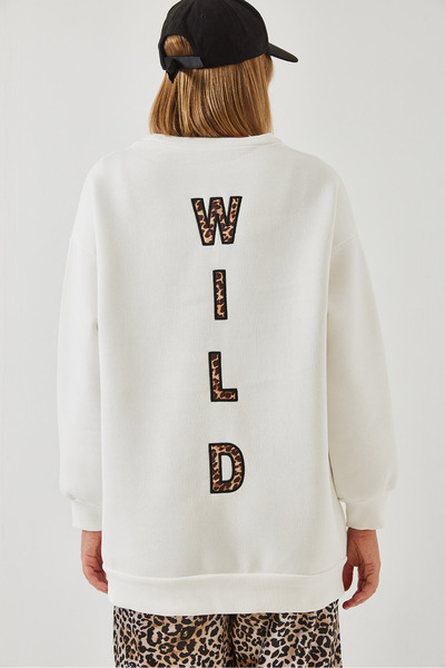 Bianco Lucci Γυναικείο φούτερ με φερμουάρ μπροστά με τρεις κλωστές με στάμπα λεοπάρ 60351258