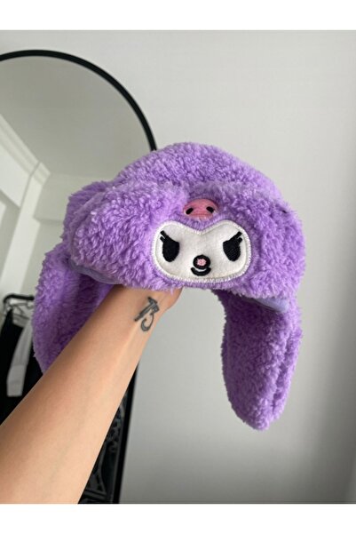 Genel Markalar Kuromi Peluş Bomber Şapka Bere Kawai Sanrio