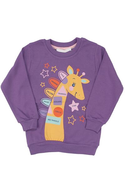 bebegen Hanorac cu un singur top cu imprimeu girafe violet pentru fete