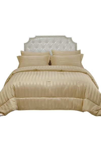 Donetella Comforter Set 6-Pcs King Size Damask Striped Pattern 240 x 260 cm
