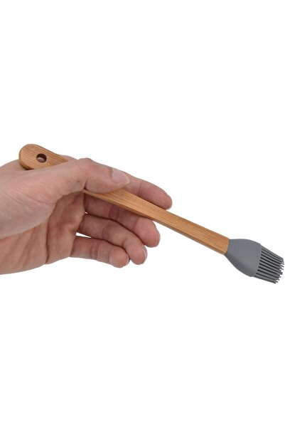 Yenigeldi 6Pcs 21cm Pastel Color Bamboo Handle Mini Silicone Baking Set, (Spoon, Brush, Spatula)