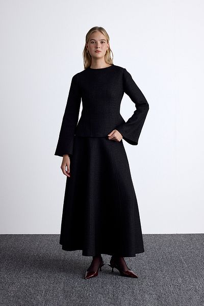 Manuka Peplum Detailed Tüvi̇t Bluz Czarny