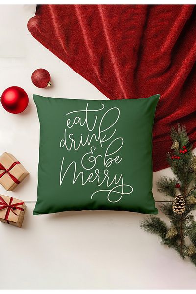 Filamente Christmas Themed Throw Pillow Cover / Christmas - Christmas Cushion Cover (Double-Sided Printed - Hidden Zipper)