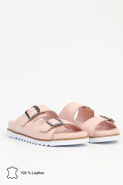 Pierre Cardin Ροζ Γυναικείες Δερμάτινες Παντόφλες PCK-5013