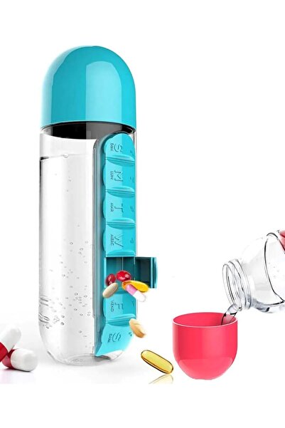 CARNIVAL LAND - Pillbox 7 Compartments Medicine Boxed Flask 600ml Medicine Storage Box and Water Bottle