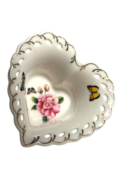 Lavin Heart Lace Patterned Mini Turkish Delight Bowl - Single Piece