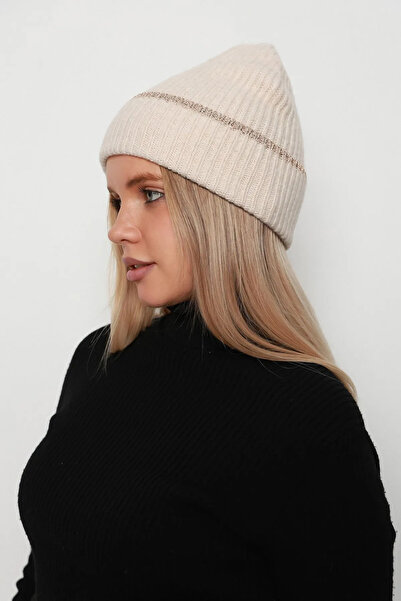 REMSA Beige Women's Beret - Glitter Detail, Rkş-1139