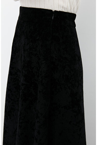Fatma Atasoy Velvet Half Circle Black Skirt