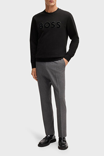 BOSS Pamuklu Regular Fit Bisiklet Yaka Logolu Sweat Erkek SWEAT 50524360 001