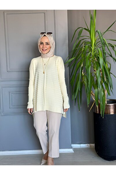 Marka 23719 KOL DETAY MERSERİZE BEJ