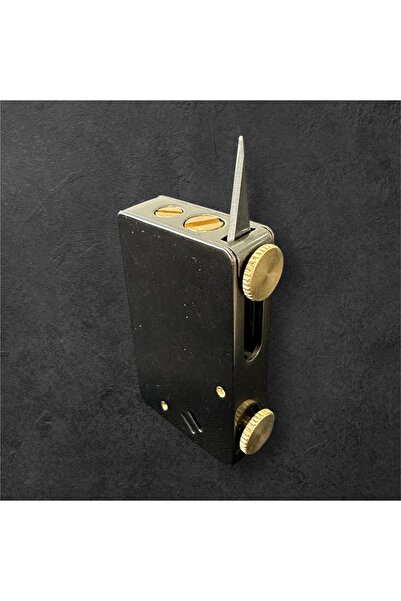 LİGHTER Kutulu Şık Siyah Mat Renkli Çakılı Benzinli Çakmak