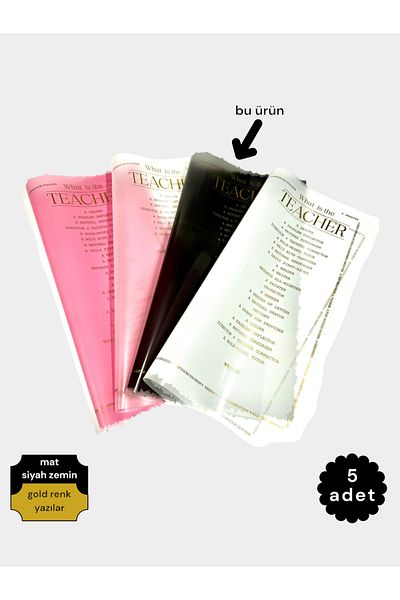 COLORPAK 55X55Cm Matte Opp Flower Bouquet Packing for Teacher's Day - 5 Pcs Black & Gold