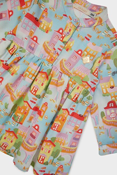 GB Baby Bg Store Kız Bebek Desenli Elbise 23pfwbg2903