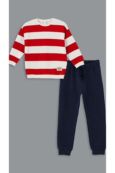LC Waikiki Lcw Kids Boys Sweatshirt and Sweatpants Set - Crew Neck, Long Sleeve, Set of 2
