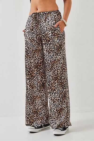 Bianco Lucci Women's Leopard Print Elastic Waist Trousers 60351270