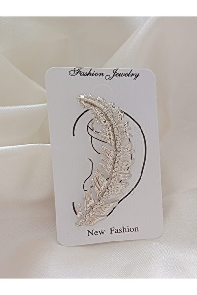 Shisa Jewel Gümüş Renk Kuş Tüyü Model Taşlı Kıkırdak Küpe (A14)