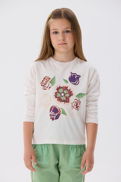 Tyess Bg Store Girl's Ecru T-shirt