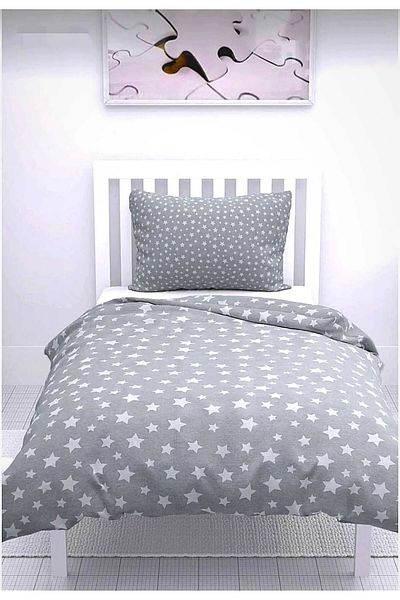 Garden Home Σετ παπλωματοθήκη μονό Ranforce Woven Star Pattern Γκρι (ΧΩΡΙΣ ΣΕΝΤΟΝΙΑ)