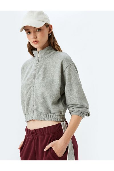 Koton Bequemes Sweatshirt mit Stehkragen und Reißverschluss
